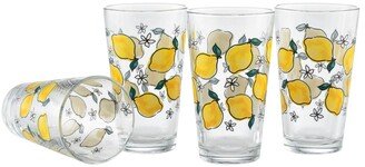 Watercolor Lemons Pint Glass, Set of 4