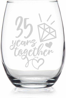 35 Year 35Th Wedding Anniversary Gift Stemless Wine Glass - Idea, Gift, Romantic Anniversary, Happy