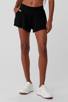 Waffle High-Waist Weekend Escape Short in Black, Size: 2XS |