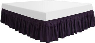 PiccoCasa Ruffled Polyester Brushed Soft Platform 16 Drop Bed Skirts 1 Pc Dark Purple Twin