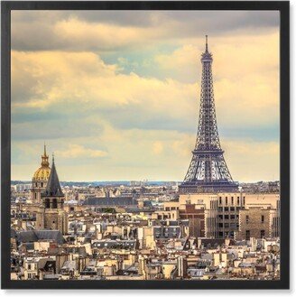 Photo Tiles: Eiffel Tower In Paris Skyline Photo Tile, Black, Framed, 8X8, Multicolor