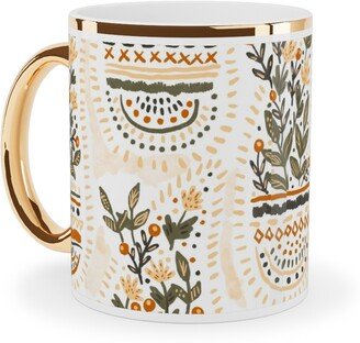 Mugs: The Gardener's Pocket - Earthy Ceramic Mug, Gold Handle, 11Oz, Beige