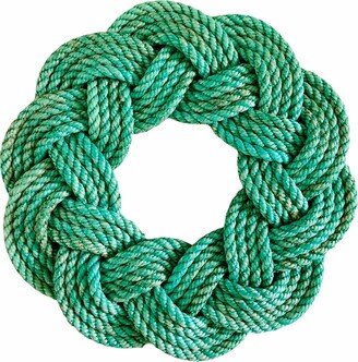 Mariner Wreath in Green, St Patrick's Wreath, Upcycled Lobster Rope Nautical Outdoor Hand Woven Maine By Wharfwarp