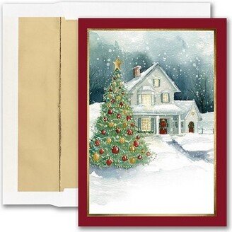 JAM Paper & Envelope JAM Paper Christmas Cards & Matching Envelopes Set Front Imprint House Scene 6935187