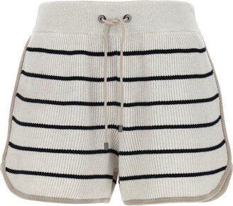 Striped Elastic Waistband Shorts