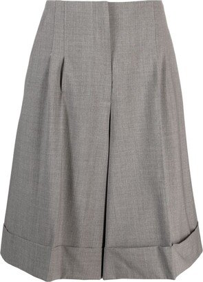 Flared Pleated Shorts