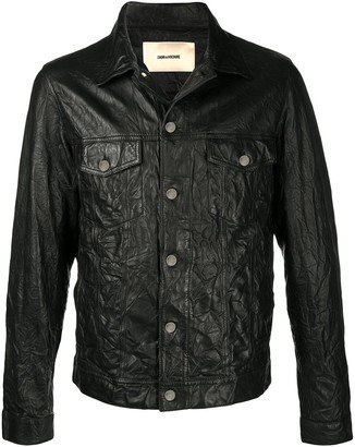 Base crinkle leather jacket