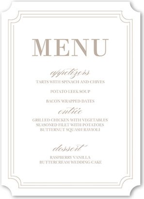 Wedding Menu Cards: Serene Soiree Wedding Menu, White, 5X7 Flat Menu, Matte, Signature Smooth Cardstock, Ticket