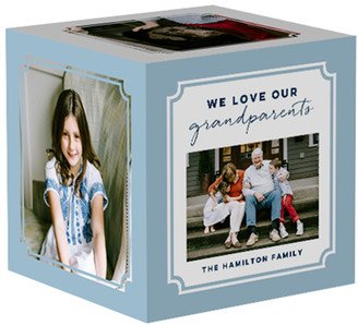 Photo Cubes: Handwritten Ticket Frame Photo Cube, Blue