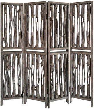 Handcrafted Rustic 4 Panel 7' x 7' Wrightwood Screen