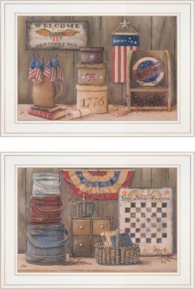 God Bless / Sweet Land 2-Piece Vignette by Pam Britton, White Frame, 19