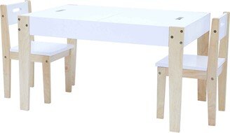 Teamson Kids - Play table & Chairs 3 pcs set with storage and 2 way table top - White