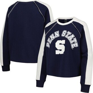 Women's Gameday Couture Navy Penn State Nittany Lions Blindside RaglanÂ Cropped Pullover Sweatshirt