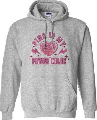 TeesAndTankYou Pink is My Power Color Hoodie Sweatshirt Unisex Large Grey