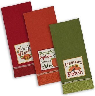 Assorted Country Pumpkin Embroidered Dishtowel Set