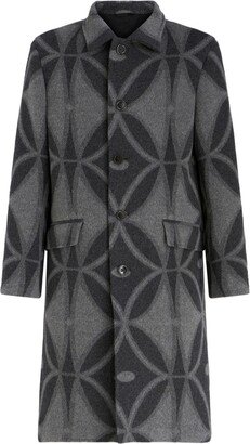 Geometric-Jacquard Wool Coat