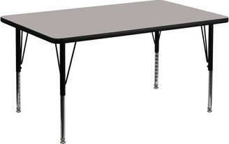 30''W x 48''L Rectangular Grey HP Laminate Activity Table - Height Adjustable Short Legs