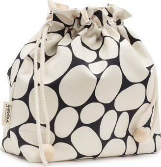 Gyllstad Stenar White On Black Drawstring Wash Bag