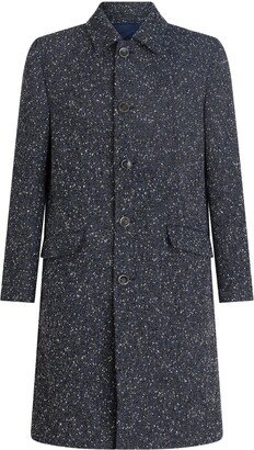 Contrasting-Trim Button-Down Coat