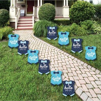 Big Dot Of Happiness Hello Little One & Navy - Lawn Decor - Outdoor Party Yard Decor - 10 Pc