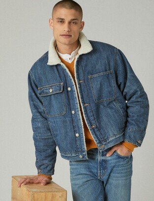 Men's Faux Shearling Lined Denim Barn Jacket