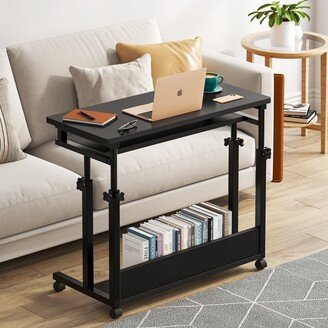 YUZHOU Portable C Table, Laptop Table for Sofa Bed, Adjustable Desk Mobile Standing Desk