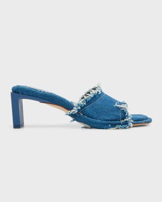 Marurite Frayed Denin Mule Sandals