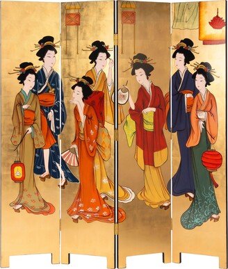 6 ft. Tall Gold Lacquer Room Divider - Geisha