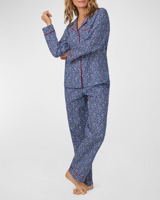 Floral-Print Long Cotton Poplin Pajama Set