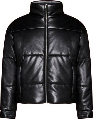 Faux Leather Puffer Jacket