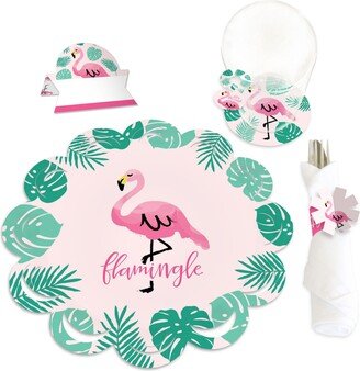 Big Dot Of Happiness Pink Flamingo Tropical Party Paper Charger Decor Chargerific Kit Setting for 8