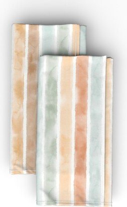 Cloth Napkins: Watercolor Stripes - Earth Tones Cloth Napkin, Longleaf Sateen Grand, Multicolor