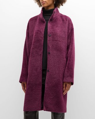 Snap-Front Alpaca Wool Coat