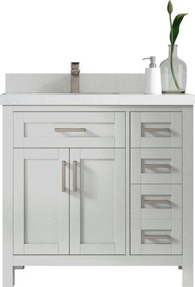 Cambridge 36 In. W X 22 D Left Offset Sink Bathroom Vanity in Coventry Gray With Quartz Or Marble Countertop | Modern Vanity