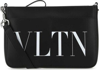 Logo Printed Zipped Messenger Bag