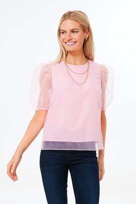 Hyacinth House Bubblegum Pink Tulle Sleeve Rourke Blouse