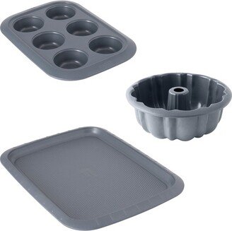 GEM Non-stick 3Pc Bakeware Set, Small Cookie Sheet, Cupcake Pan and Bundt Pan