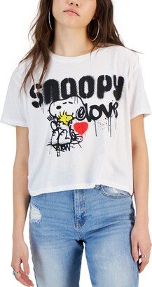 Grayson Threads Black Juniors' Snoopy Love Graphic Crop T-Shirt