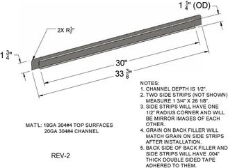 Custom Stainless Steel Back Of Stove Drop in Trim with Side Strips