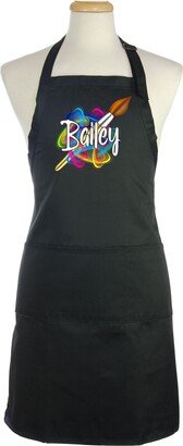 Personalized Swirly Brush Art Printed Apron, Gift For Artist