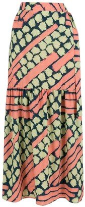 Abstract-Pattern Print Maxi Skirt