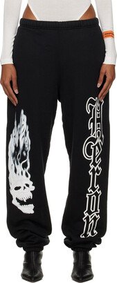 Black Flaming Skull Lounge Pants