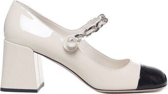 Two-Toned Mary Jane Satin Pumps