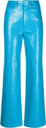 High-Rise Coated Straight-Leg Trousers