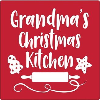 Set of 4 Red and White Grandma's Christmas Kitchen Square Coasters 4