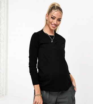 ASOS DESIGN Maternity ultimate slim fit t-shirt with long sleeves in cotton in black