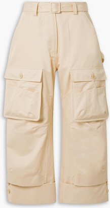 Belted cropped cotton-twill straight-leg cargo pants