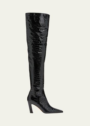 Marfa Croco Over-The-Knee Boots