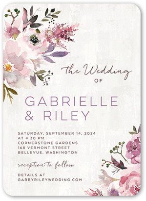 Wedding Invitations: Painted Promise Wedding Invitation, Purple, 5X7, Matte, Signature Smooth Cardstock, Rounded