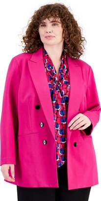 Plus Size Compression Faux Double-Breasted Blazer, Created for Macy's